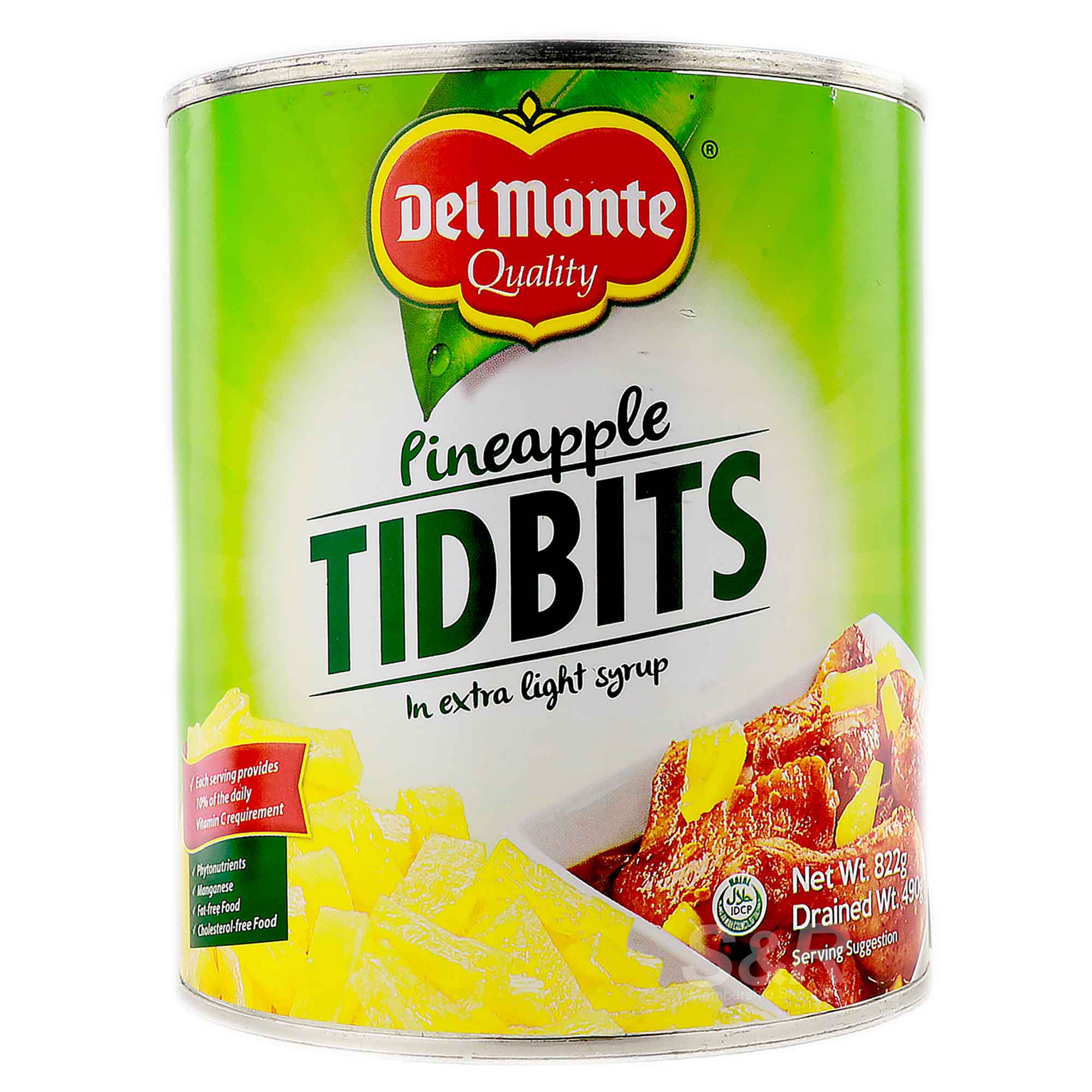 Del Monte Pineapple Tidbits in Extra Light Syrup 822g Del Monte Pineapple Tidbits in Extra Light Syrup 822g